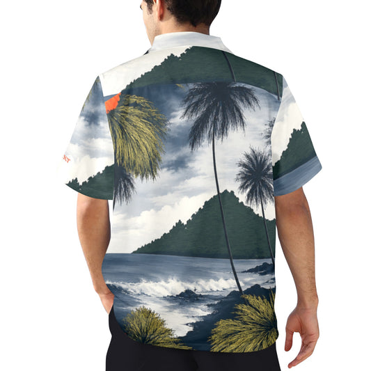 Dark green Men's Hawaiian Shirt (T58) | Ships from USA