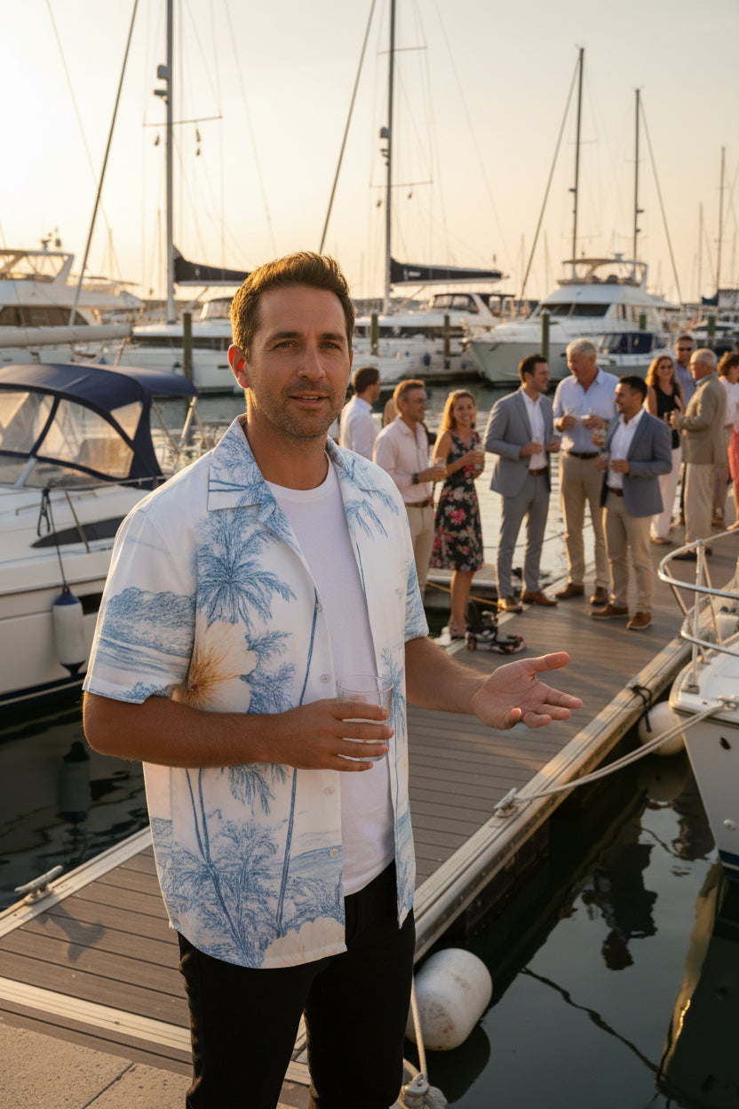 Hawaiian Light Blue Shirt Men's Hawaiian Shirt (T58) | Ships from USA