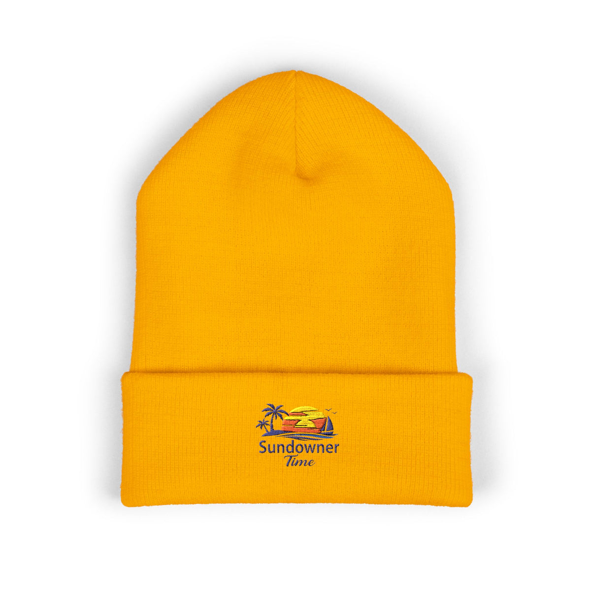 Classic Cuffed Beanie - Embroidered "Sandowner" Tropical Sunset Logo