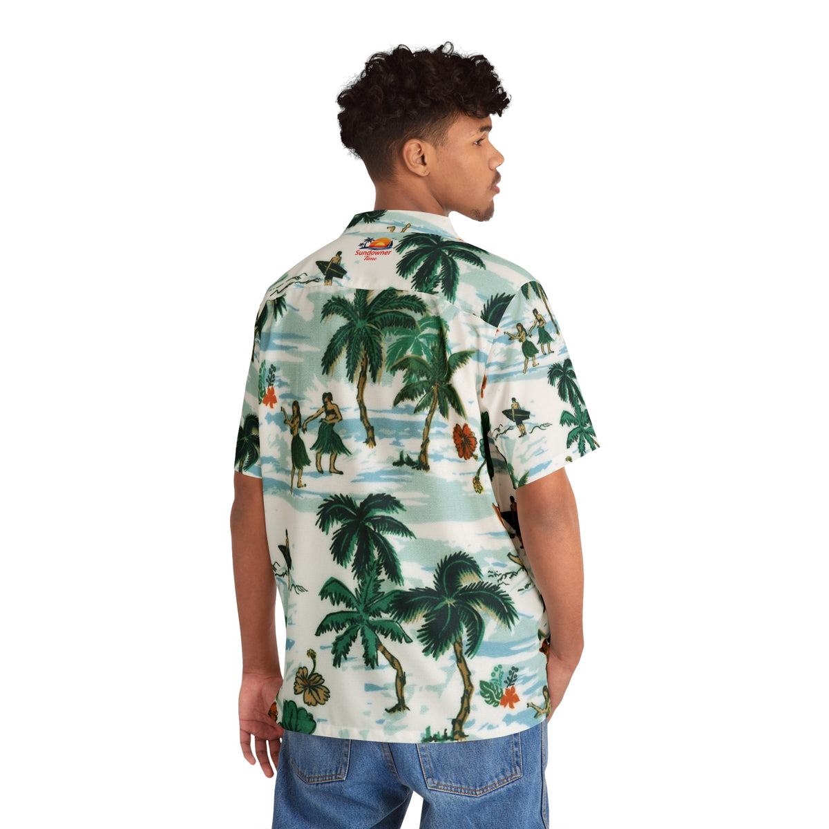 Tropical Palm Hawaiian Shirt — Vintage Surf & Hula Print