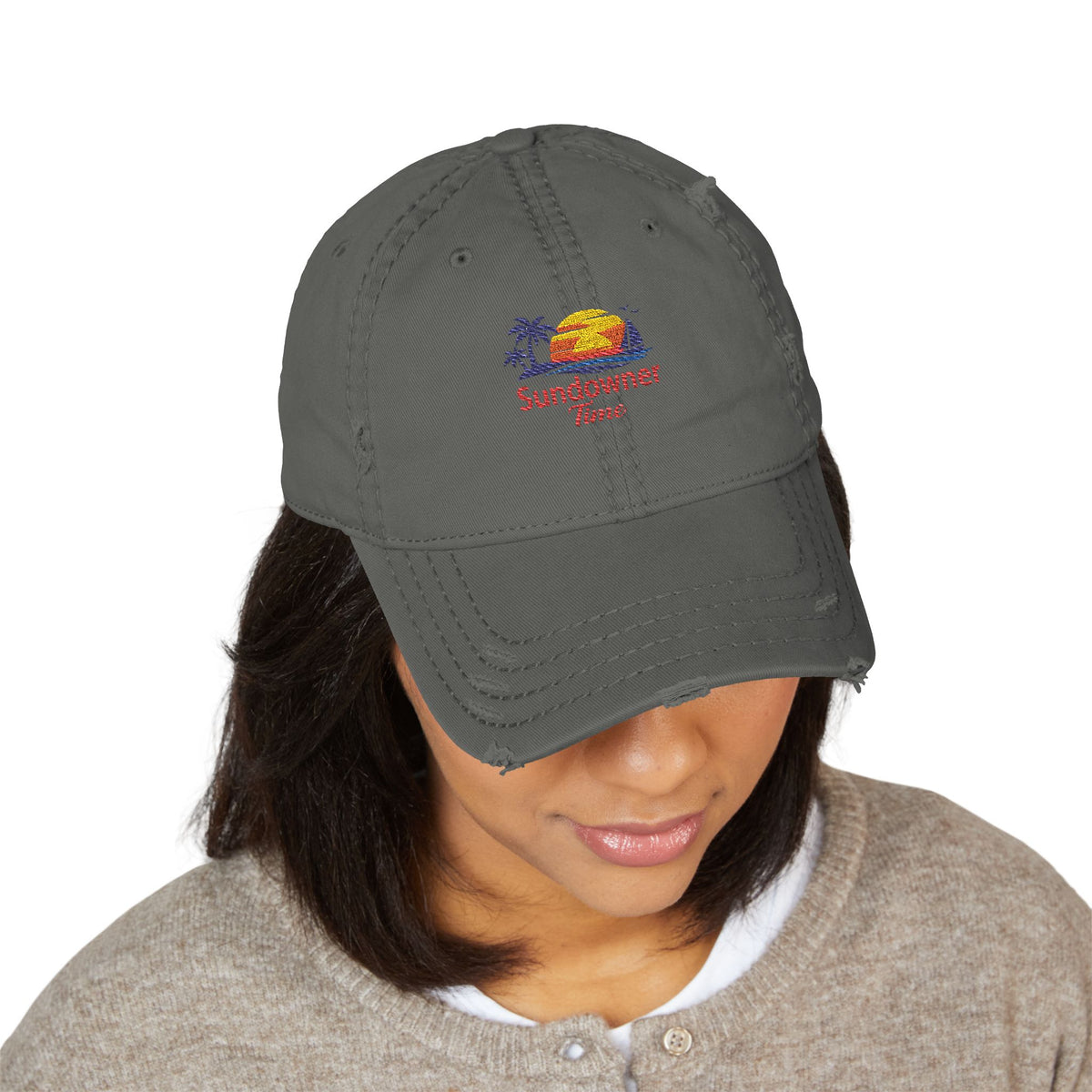 Sundowner Time Embroidered Distressed Dad Hat