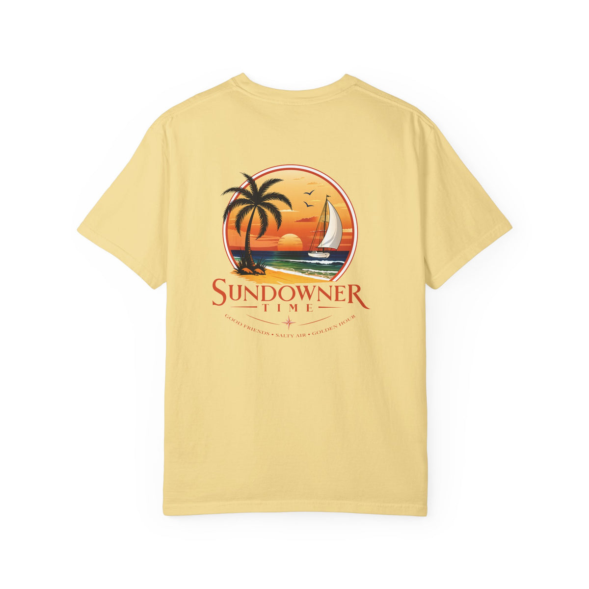 Sundowner Time T-Shirt — Sunset Sail & Palm Beach Graphic Tee