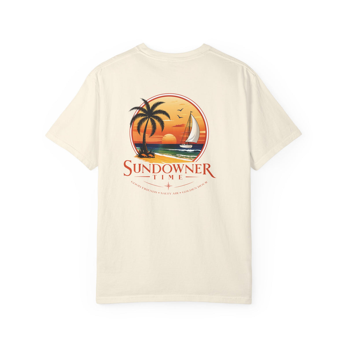 Sundowner Time T-Shirt — Sunset Sail & Palm Beach Graphic Tee