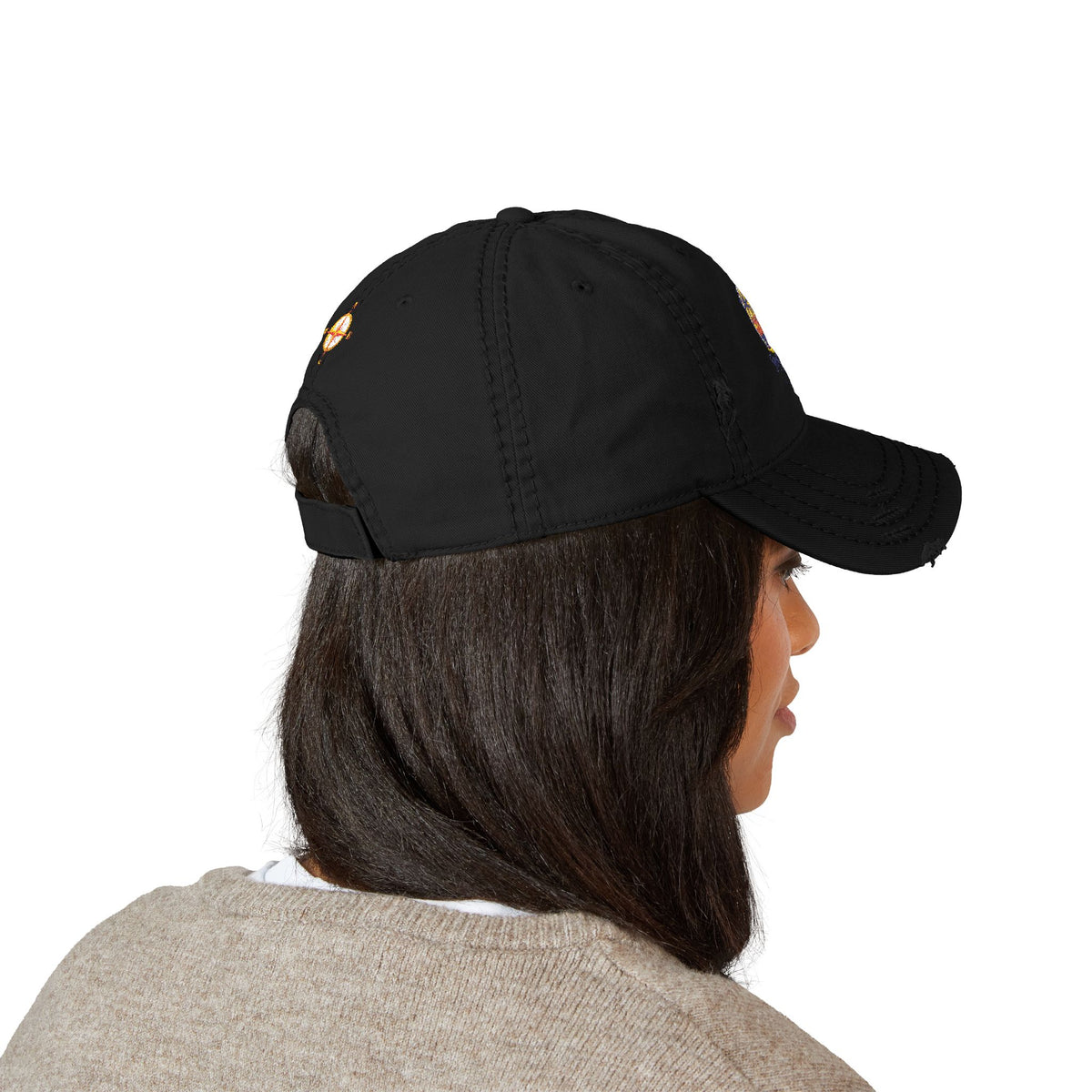Distressed Embroidered Dad Hat — Vintage Sunset Palm Beach Cap