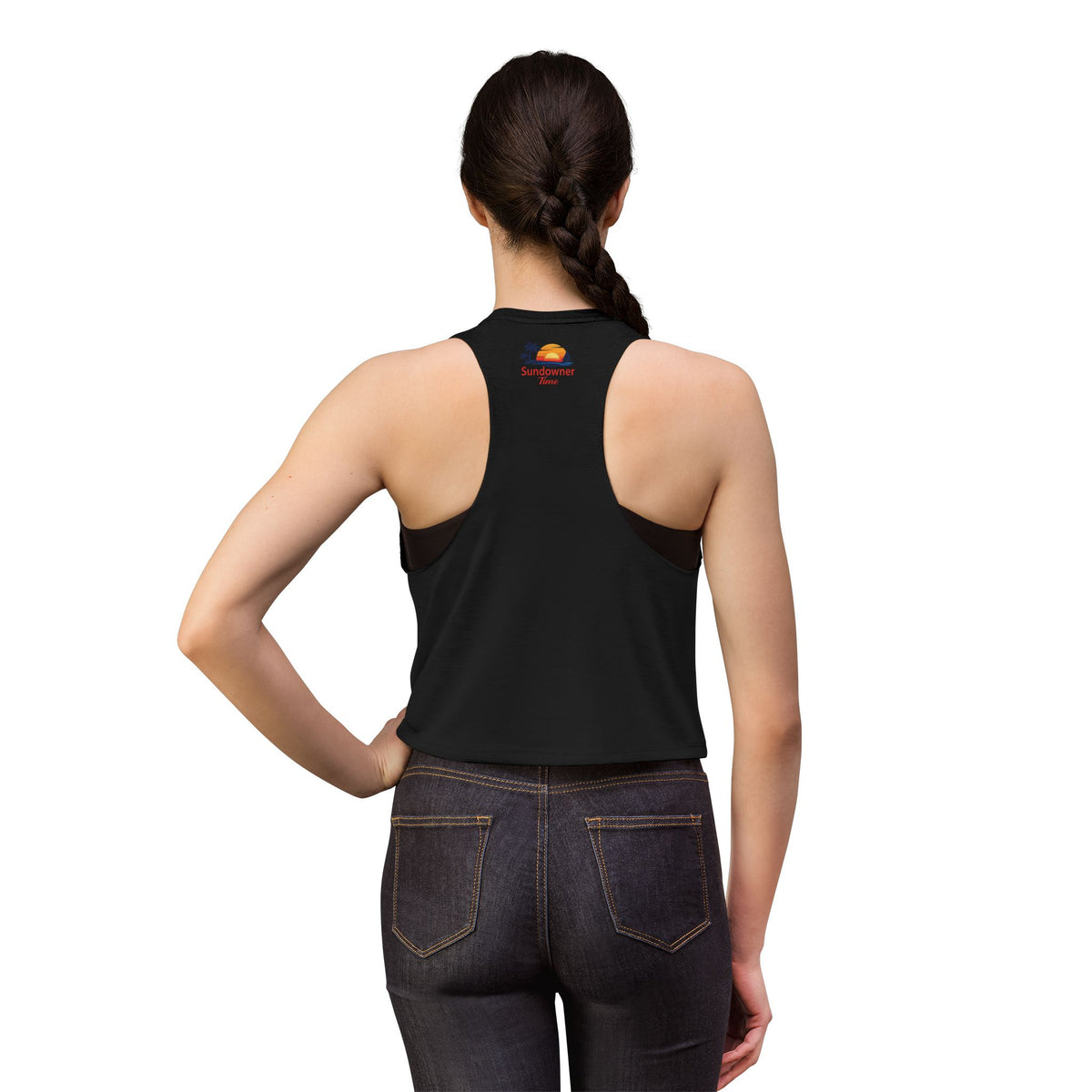 Crop Top — Sunset Surfer Beach Graphic (Women’s)