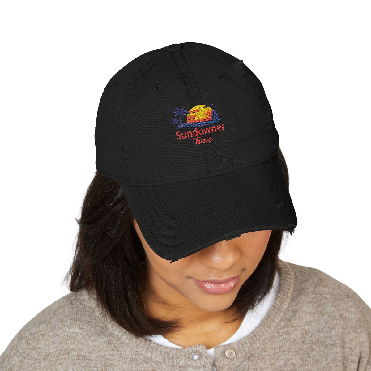 Sundowner Time Embroidered Distressed Dad Hat