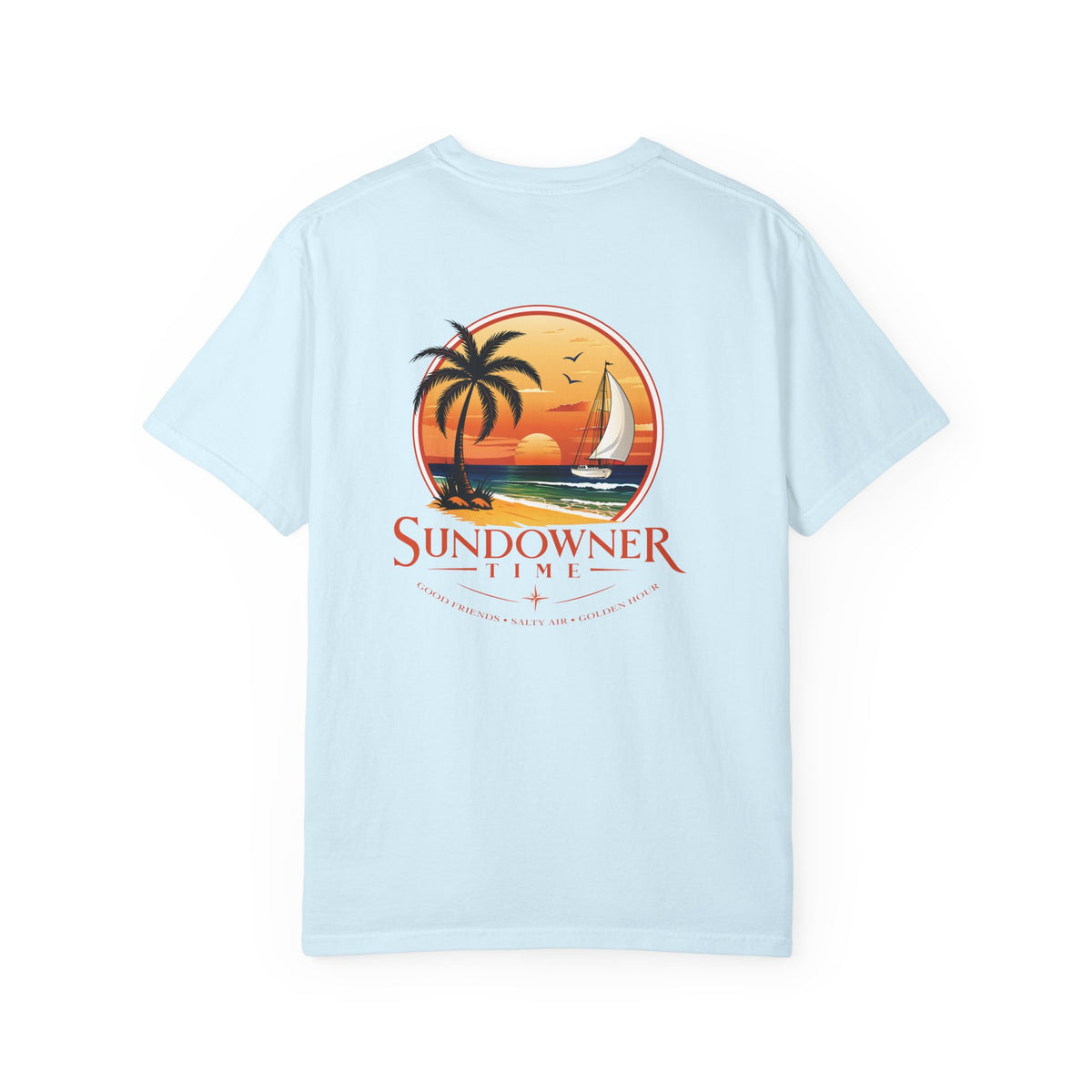 Sundowner Time T-Shirt — Sunset Sail & Palm Beach Graphic Tee