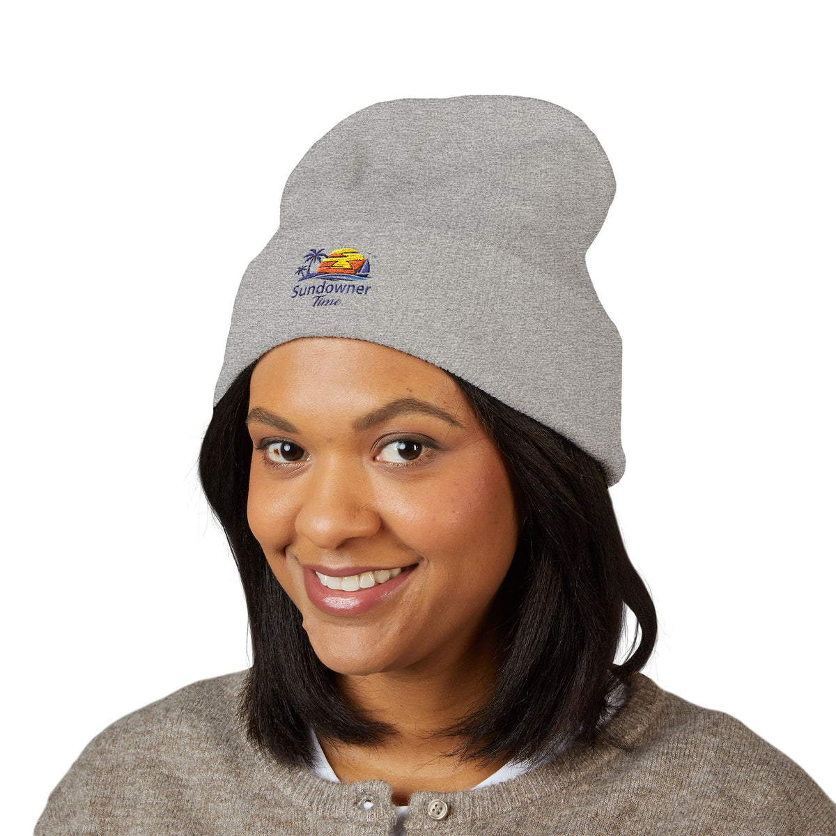 Classic Cuffed Beanie - Embroidered "Sandowner" Tropical Sunset Logo