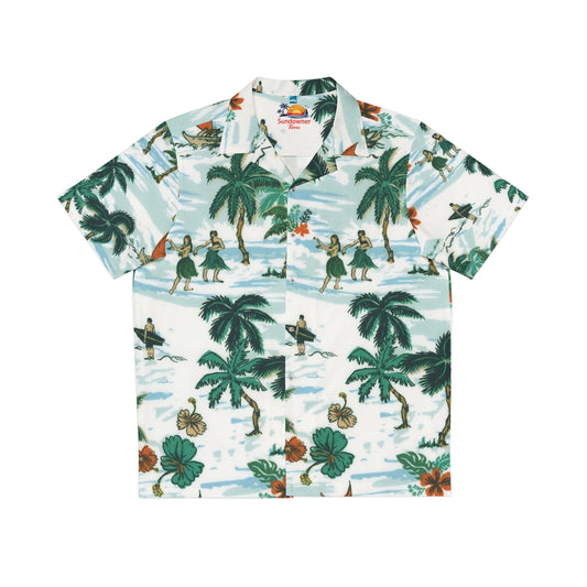 Tropical Palm Hawaiian Shirt — Vintage Surf & Hula Print