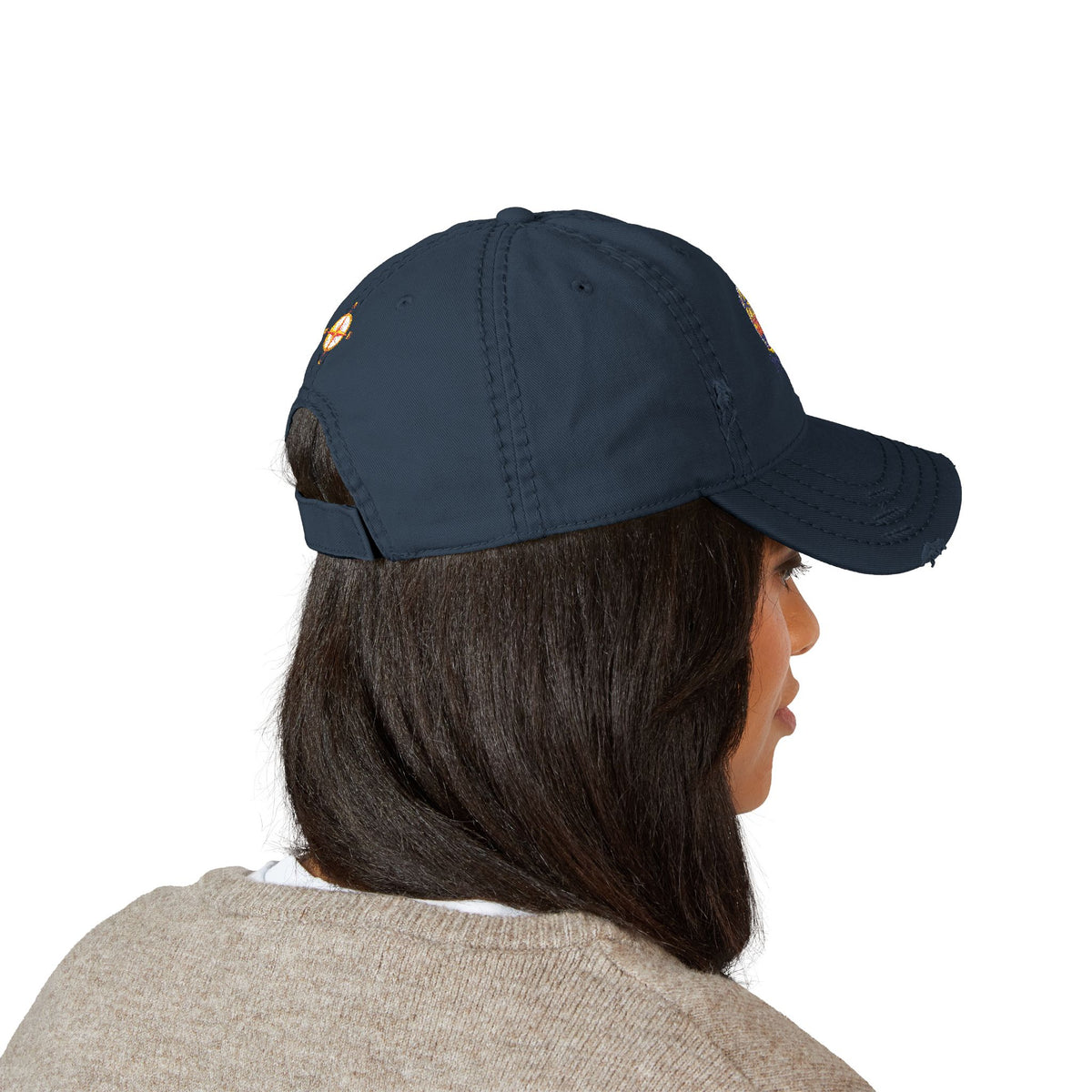 Distressed Embroidered Dad Hat — Vintage Sunset Palm Beach Cap