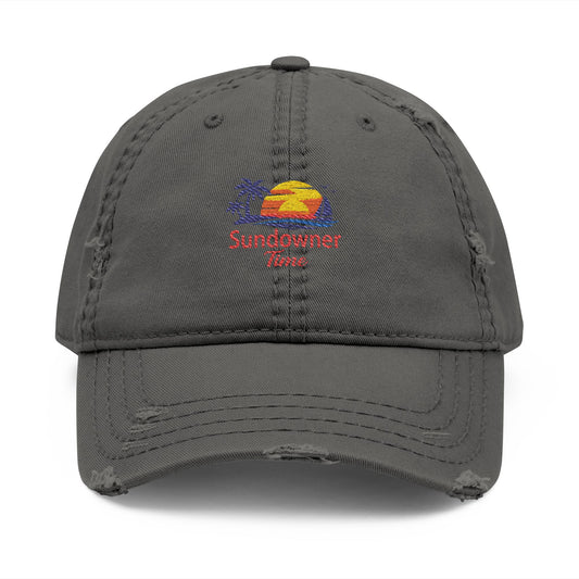 Sundowner Time Embroidered Distressed Dad Hat