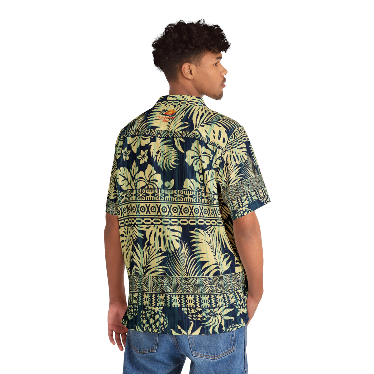 Tropical Pineapple Hawaiian Shirt — Vintage Navy Aloha Button-Up