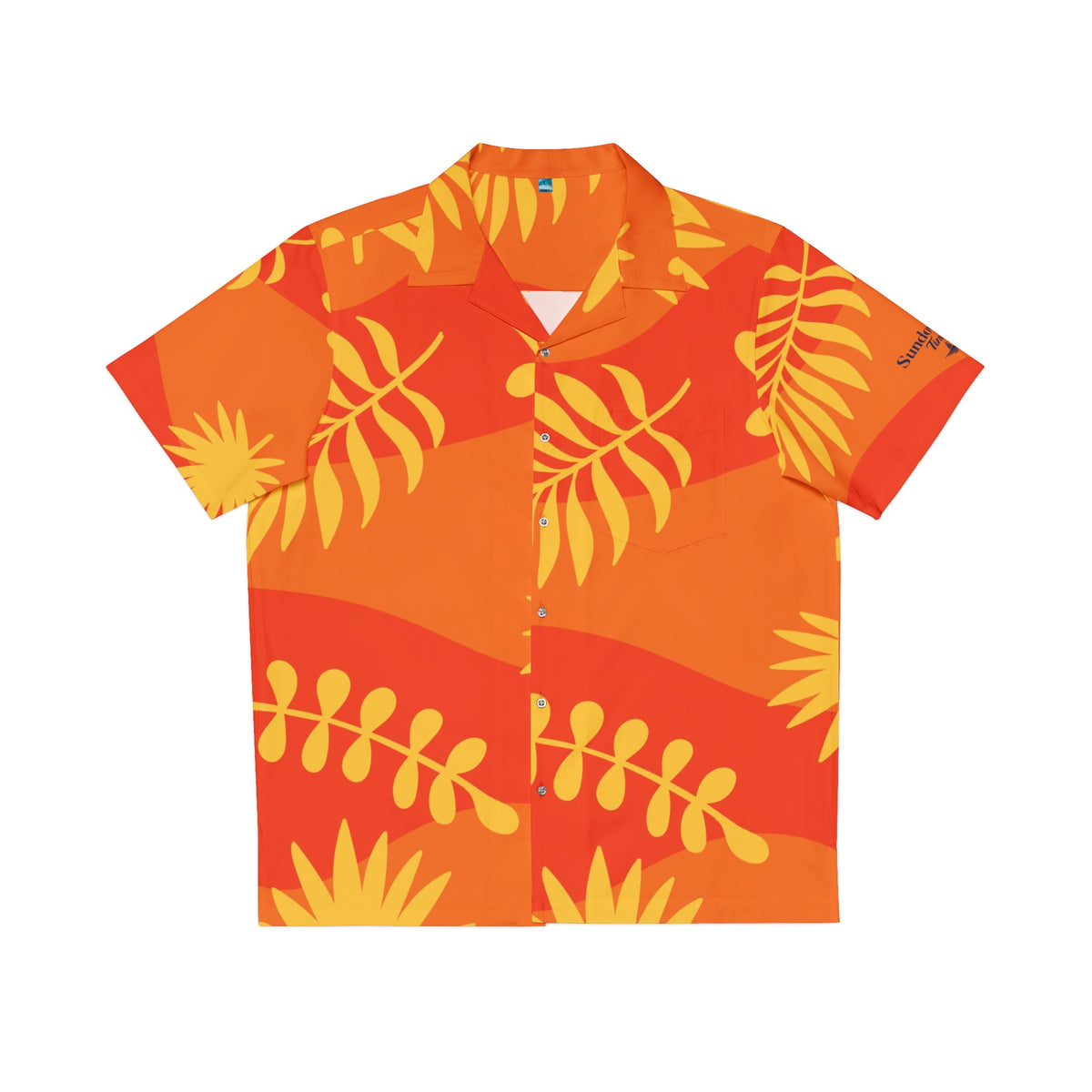 Hawaiian Shirt - Tropical Orange Leaf Print