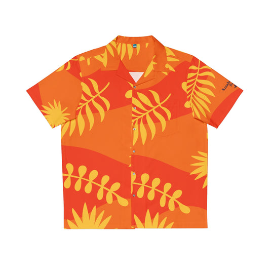 Hawaiian Shirt - Tropical Orange Leaf Print