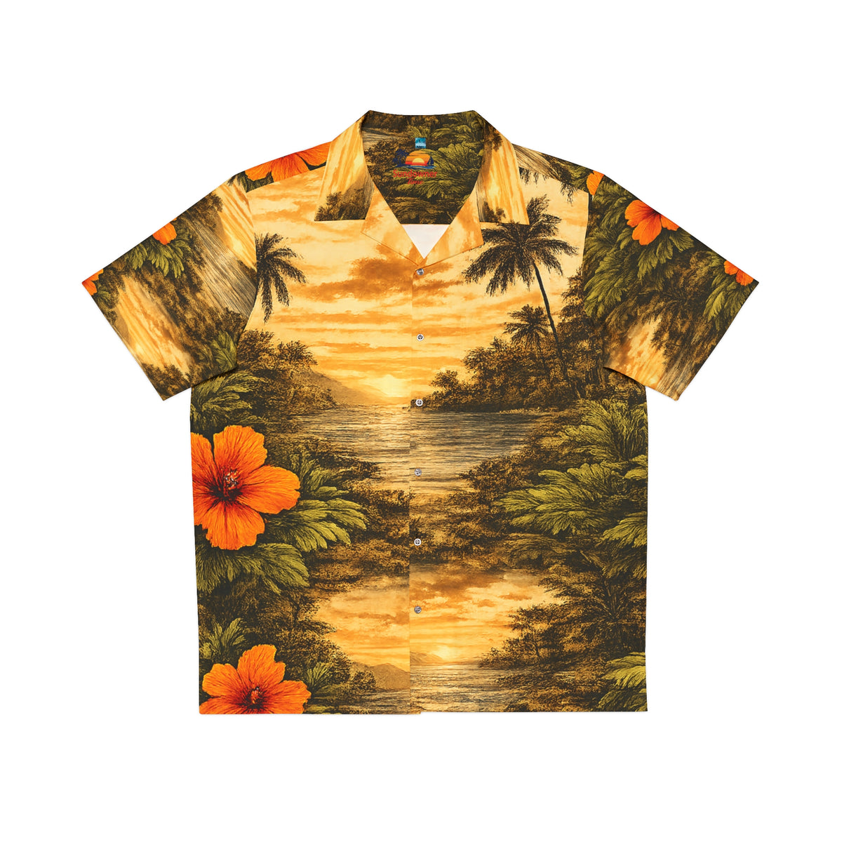 Tropical Leaf Hawaiian Shirt - Sunset in Tropical Setting