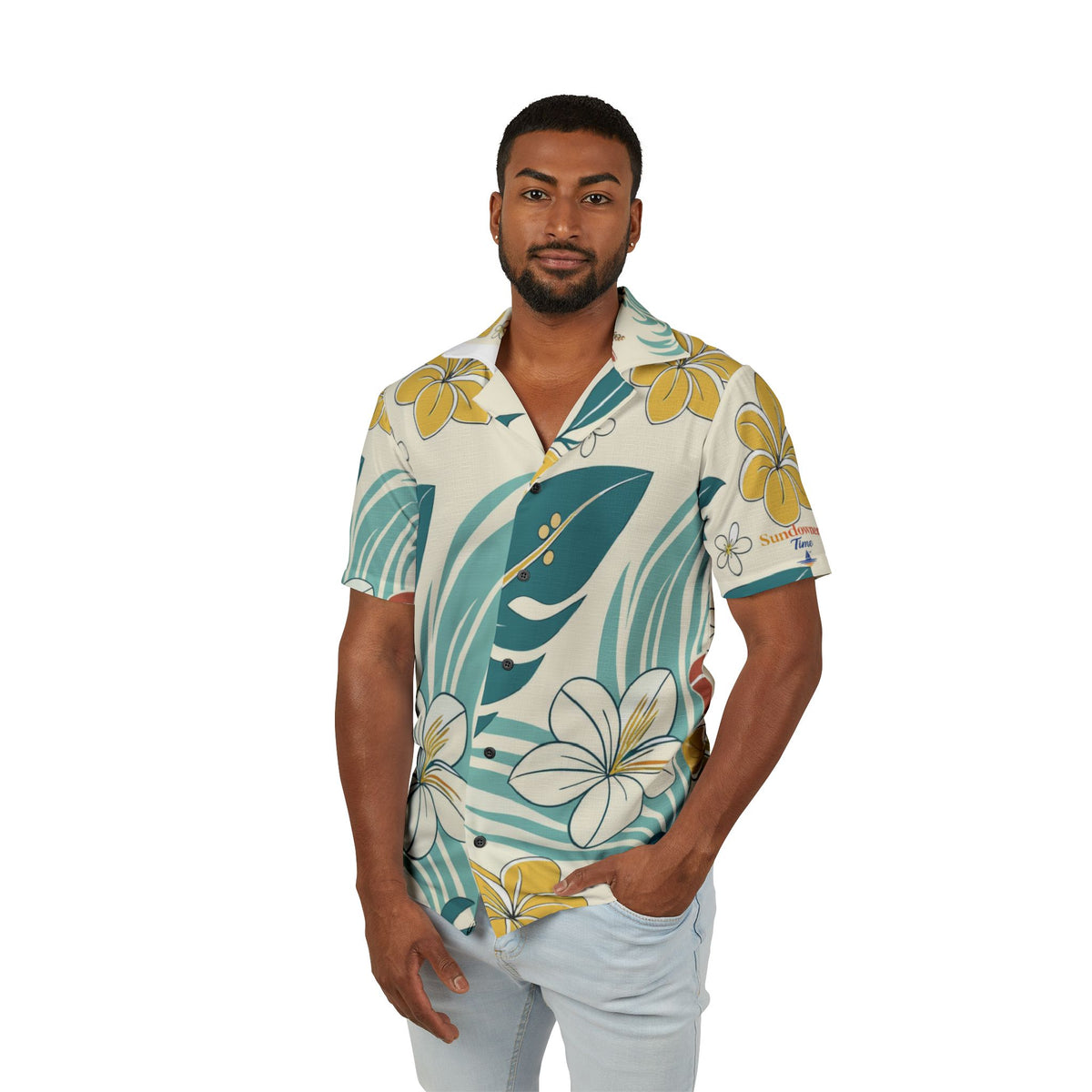 Tropical Plumeria Hawaiian Shirt — Men's Floral Camp Shirt for Beach, Vacation & Luau