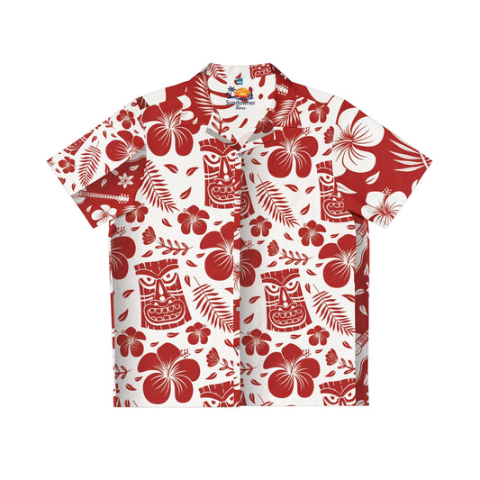 Red Tiki Floral Hawaiian Shirt