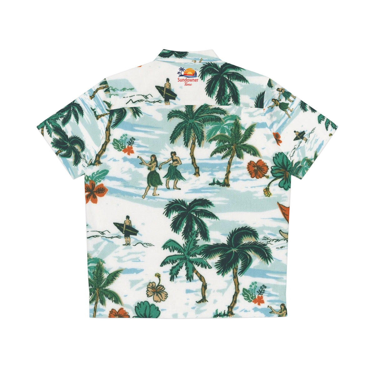 Tropical Palm Hawaiian Shirt — Vintage Surf & Hula Print