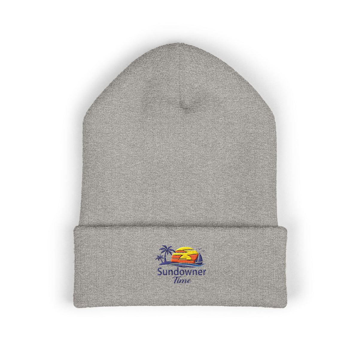 Classic Cuffed Beanie - Embroidered "Sandowner" Tropical Sunset Logo