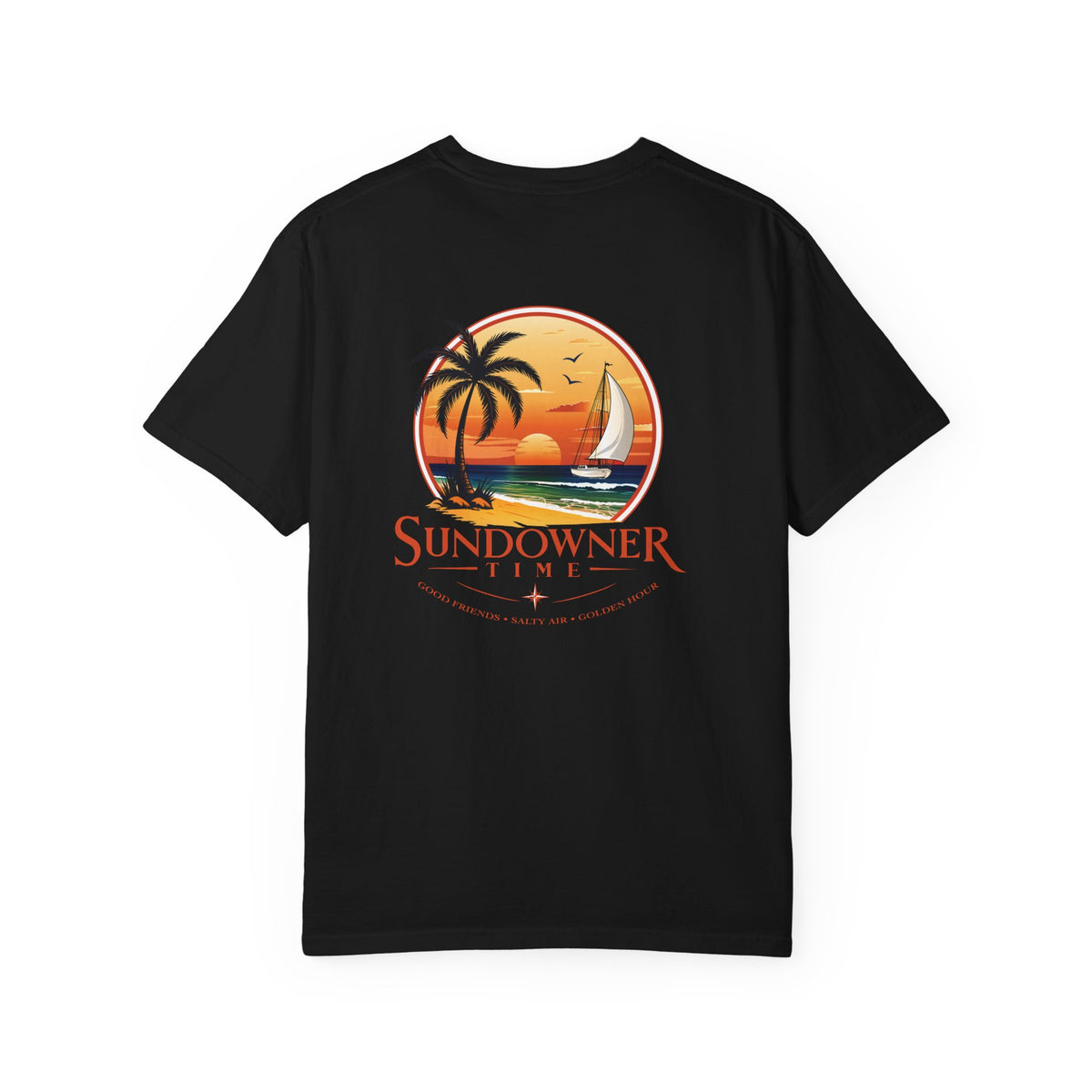 Sundowner Time T-Shirt — Sunset Sail & Palm Beach Graphic Tee