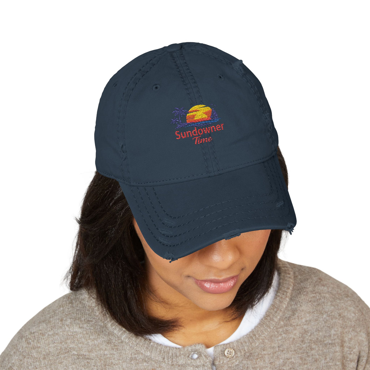 Sundowner Time Embroidered Distressed Dad Hat