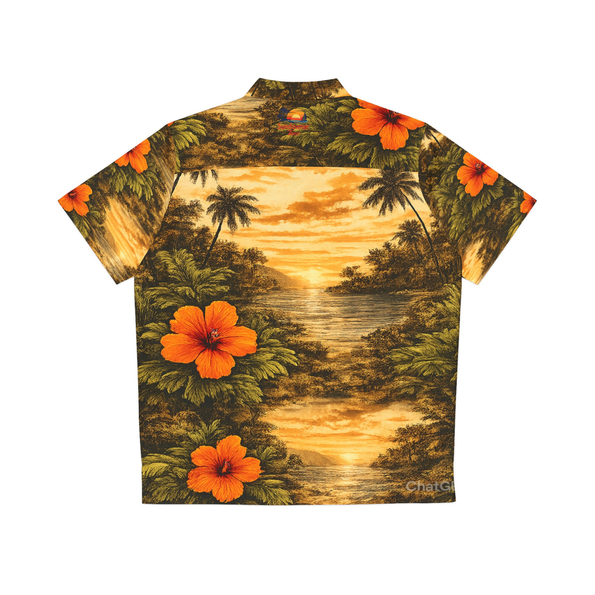 Tropical Leaf Hawaiian Shirt - Sunset in Tropical Setting
