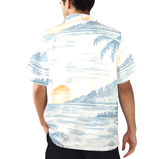 Hawaiian Light Blue Shirt  Men's Hawaiian Shirt (T58) | Ships from USA