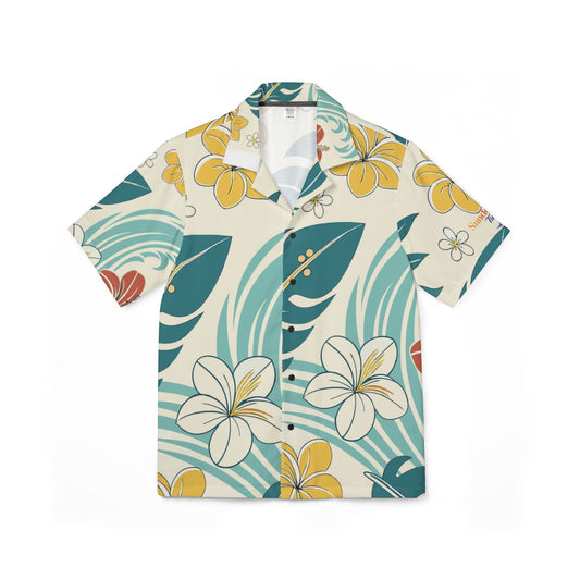 Tropical Plumeria Hawaiian Shirt — Men's Floral Camp Shirt for Beach, Vacation & Luau