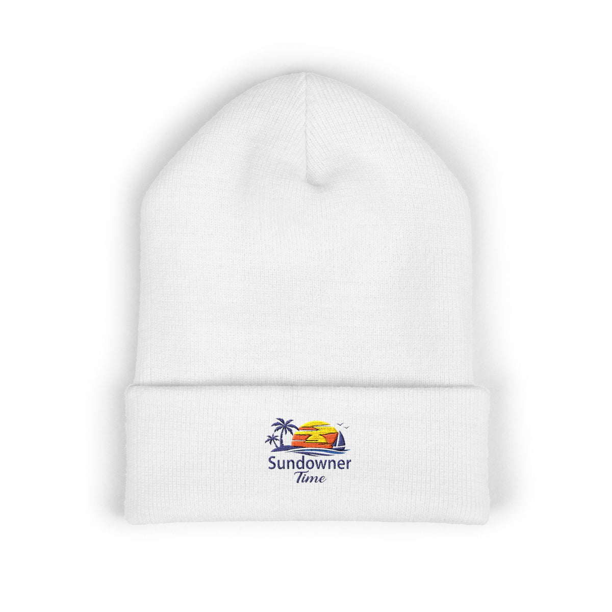 Classic Cuffed Beanie - Embroidered "Sandowner" Tropical Sunset Logo