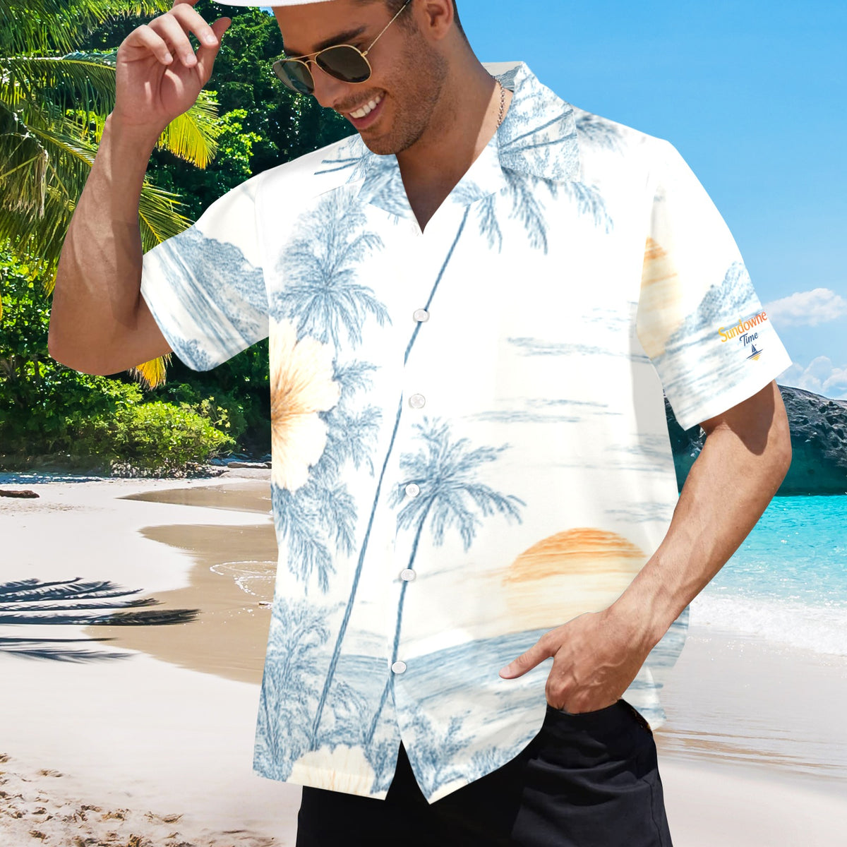 Hawaiian Light Blue Shirt  Men's Hawaiian Shirt (T58) | Ships from USA