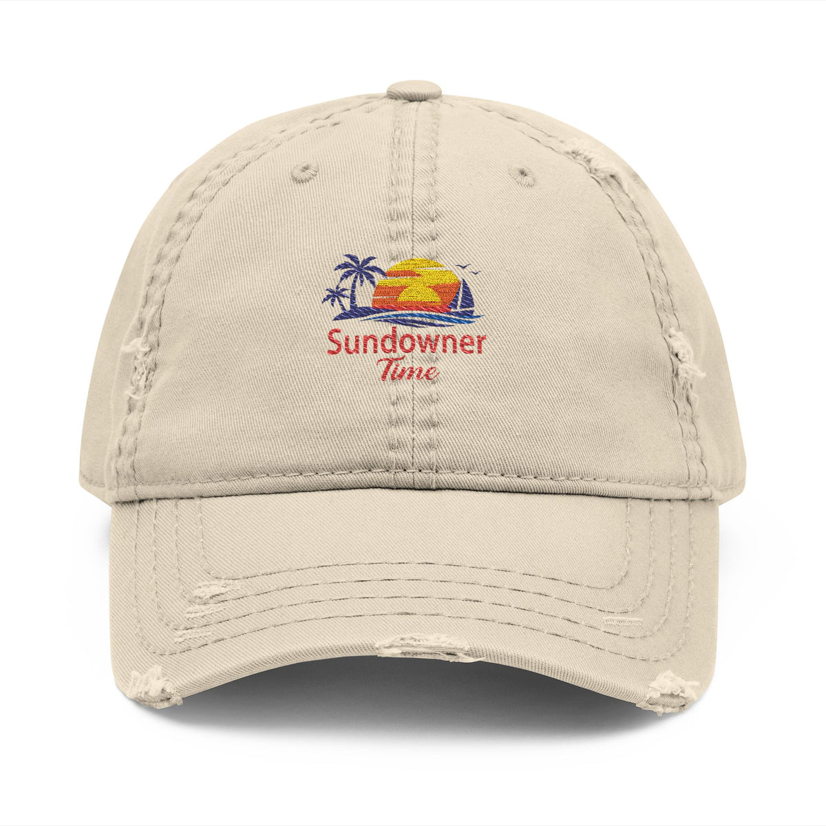 Sundowner Time Embroidered Distressed Dad Hat