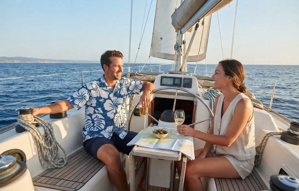 Blue Hibiscus Hawaiian Shirt — Men's Tropical Aloha Button-Up