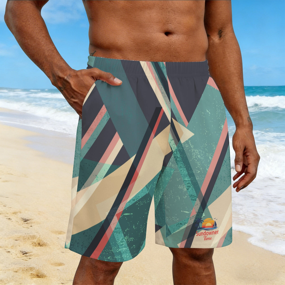 Men’s Hawaiian type green beach shorts.