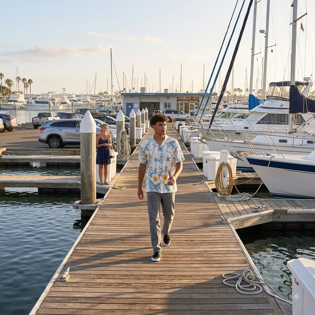 Tropical Leaf Hawaiian Shirt - Blue & Yellow Palm Print