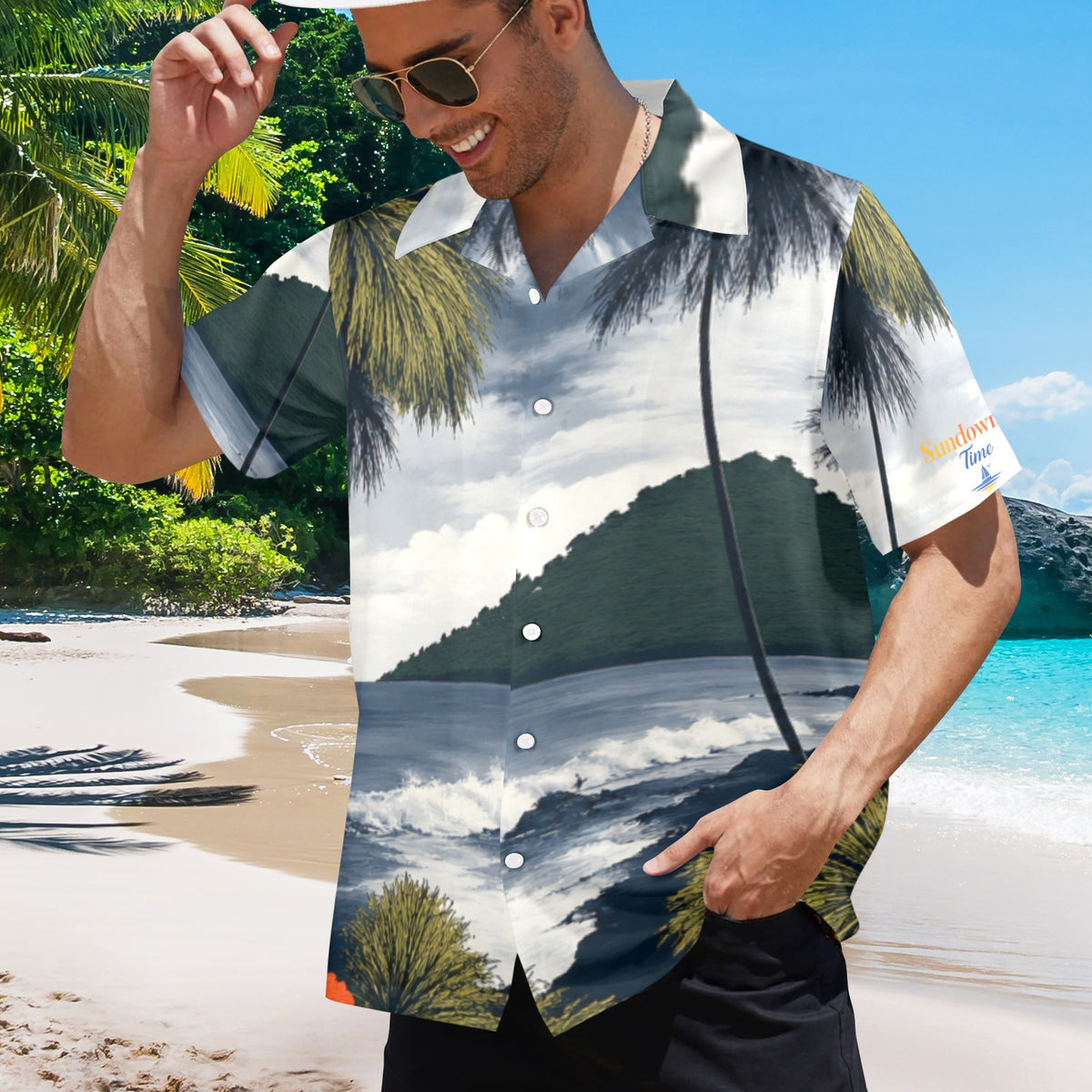 Dark green Men's Hawaiian Shirt (T58) | Ships from USA