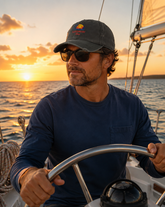 Sundowner Time Embroidered Distressed Dad Hat